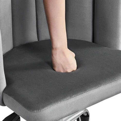 CLIPOP Desk Chair Velvet Computer Office Chair With Unique Back Armrest Height Adjustable Padded Seat Swivel Chair For Desk Home Office, Grey - Image 5