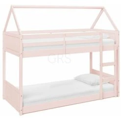 HOME DETAIL Miller Pink Wooden House Bunk Bed