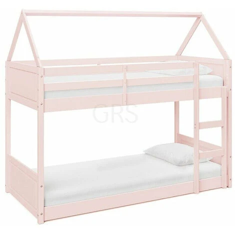 HOME DETAIL Miller Pink Wooden House Bunk Bed