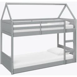 HOME DETAIL Miller Grey Wooden House Bunk Bed