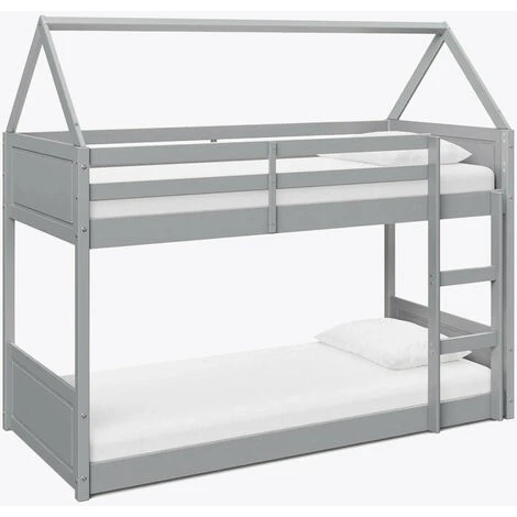 HOME DETAIL Miller Grey Wooden House Bunk Bed