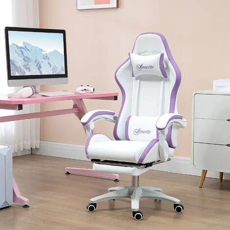 Vinsetto Racing Style Gaming Chair With Reclining Function Footrest Purple - Image 3