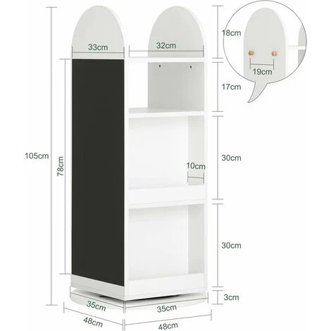 SoBuy 360-degree Rotating Children Kids Bookshelf Bookcase,KMB64-W - Image 4