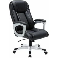 YODOLLA Office Chair PU Leather Ergonomic Desk Chair Adjustable Executive Chair, Black