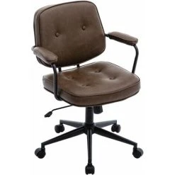 WAHSON OFFICE CHAIRS Leather Home Office Chair Swivel Computer Desk Chair Height Adjustable, Brown