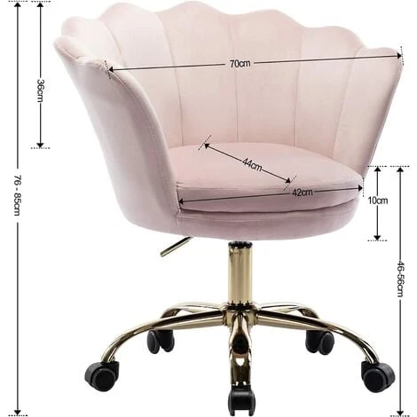 WAHSON OFFICE CHAIRS Velvet Office Chair Swivel Desk Chair Height Adjustable Task Chair For Home Office, Velvet, Light Pink - Image 2