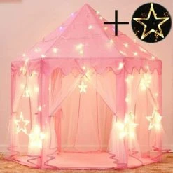 GTA Kids Play Tent, Princess Castle Play Tent, Kids Indoor Playhouse, Big Girl Playhouse With LED Color String Lights