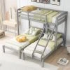 ModernLuxe Bunk Bed Triple Sleeper With Side Ladder For Children And Teens, 90x190cm,90x200cm, Grey