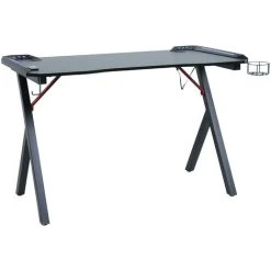 NEO DIRECT Neo Gaming Desk LED Computer Racing Table With Cup Holder Headphone Hook Cable Management