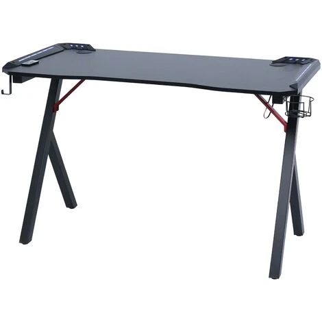 NEO DIRECT Neo Gaming Desk LED Computer Racing Table With Cup Holder Headphone Hook Cable Management - Image 5