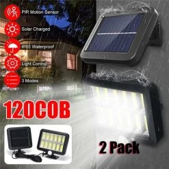 QHJ Solar PIR Motion Sensor Outdoor Yard Flood Lights Split COB LED Wall Street Lamp