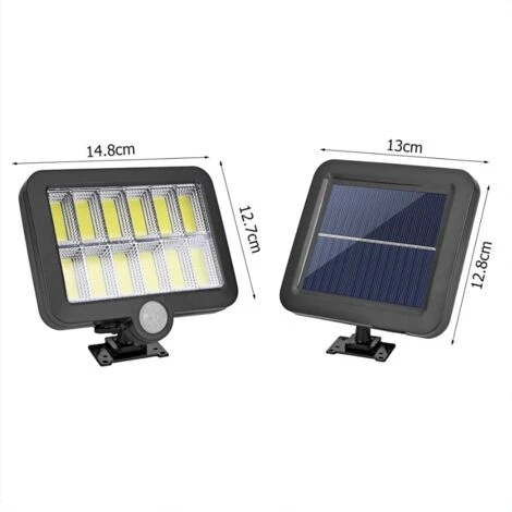 QHJ Solar PIR Motion Sensor Outdoor Yard Flood Lights Split COB LED Wall Street Lamp - Image 2
