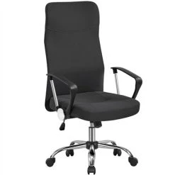 Yaheetech High Back Fabric Office Chair Adjustable Swivel Chair, Black