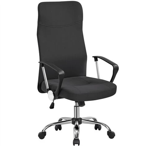 Yaheetech High Back Fabric Office Chair Adjustable Swivel Chair, Black