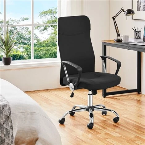 Yaheetech High Back Fabric Office Chair Adjustable Swivel Chair, Black - Image 2