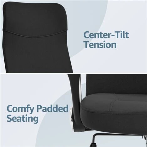 Yaheetech High Back Fabric Office Chair Adjustable Swivel Chair, Black - Image 4