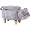 Beliani Modern Velvet Stool Solid Wood Legs Animal Footrest With Storage Grey Pug