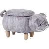 Beliani Modern Velvet Stool Solid Wood Legs Animal Footrest With Storage Grey Pug