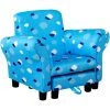 HOMCOM Cute Cloud Star Child Armchair Seat Wood Frame W/ Footrest Padding Blue