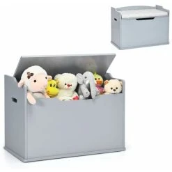 Costway 2-in-1 Modern Flip-top Storage Chest Wooden Storage Organizer Bench Toy Box Unit