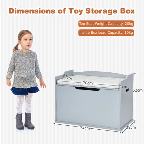 Costway 2-in-1 Modern Flip-top Storage Chest Wooden Storage Organizer Bench Toy Box Unit - Image 2