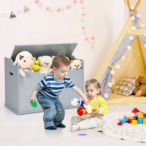 Costway 2-in-1 Modern Flip-top Storage Chest Wooden Storage Organizer Bench Toy Box Unit - Image 4