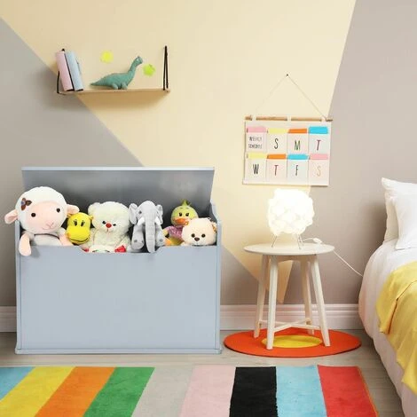 Costway 2-in-1 Modern Flip-top Storage Chest Wooden Storage Organizer Bench Toy Box Unit - Image 5