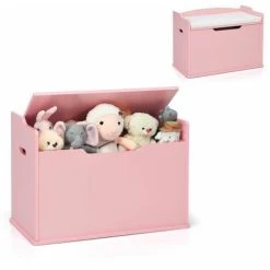 Costway 2-in-1 Modern Flip-top Storage Chest Wooden Storage Organizer Bench Toy Box Unit