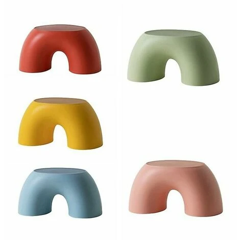 HEGUYEY Rainbow Shaped Children's Stool Small Simple Round Home Stool - Image 2