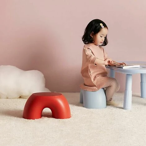HEGUYEY Rainbow Shaped Children's Stool Small Simple Round Home Stool - Image 3