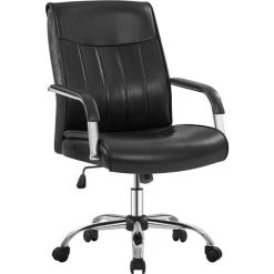 Yaheetech High Back Office Chair PU Leather Desk Chair, Black