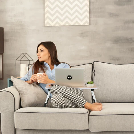 Relaxdays Lap Desk, For Bed & Sofa, Folding Laptop Tray, HWD: 26 X 63 X 40 Cm, MDF & Iron, Notebook Table, Natural - Image 3