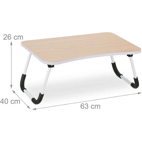 Relaxdays Lap Desk, For Bed & Sofa, Folding Laptop Tray, HWD: 26 X 63 X 40 Cm, MDF & Iron, Notebook Table, Natural - Image 4