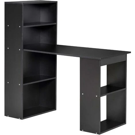 HOMCOM 120cm Modern Computer Desk Bookshelf Writing Table Workstation Black